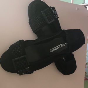 Kennel & Schmenger Designer Suede Ballet Flats Embellished, Size 6 Black